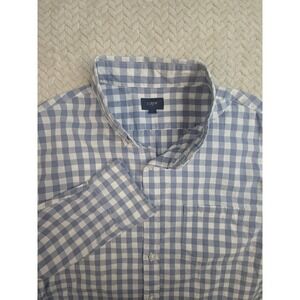 J.Crew Men's Button Down Shirt Blue White Gingham Check Long Sleeve Casual Large